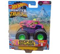 Hot Wheels Monster Trucks Bionic Bruiser, [Pink] Re-Crushable Car 69/75 Neon Shockers 6/7