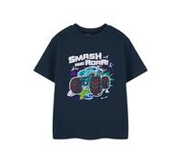 Hot Wheels Monster Trucks Boys Navy Short Sleeved T-Shirt | Smash and Roar Graphic Tee for Kids Smash and Roar Apparel | Official Merchandise for Children & Teens