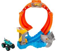 Hot Wheels Toy Monster Trucks 1:64 Scale Corkscrew and Mega Wrex Vehicle with Loop Warf to Defeat Nemesis