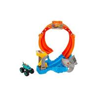Hot Wheels Monster Trucks Corkscrew Shark Smash Track Set & 1:64 Scale Mega-Wrex Toy Truck One Colour