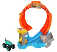 Hot Wheels Monster Trucks Corkscrew Shark Smash Track Set