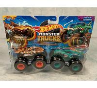 Hot Wheels Monster Trucks Demolition Doubles Tiger Shark Vs Mega Wrex 1:64 New