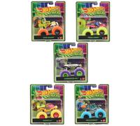 Hot Wheels Monster Trucks Glow in The Dark Collection, Piranh-Ahhhh, Bashzilla, Boneshaker, Skelesaurus, Carbonator XXL, Die-Cast Toy Vehicles, Ages 3+, 5 Pack JFX08-979C