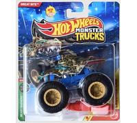 Hot Wheels Monster Trucks Great Bite Shark [Leopard] Beast Bashers 3/6 - Includes Crushed Car - 1:64 Scale Diecast Toy Vehicle