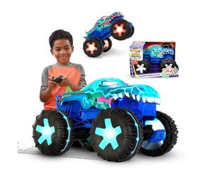 Hot Wheels Monster Trucks Mega-Wrex Alive RC, Remote-Control Toy | Large RC Toy Truck with Lights & Sounds , Recharge with USB Cable, 1:15 Scale, JBD90