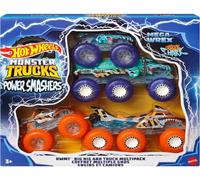 Hot Wheels Monster Trucks Mega-Wrex and Tiger Shark with Big Rigs in Matching P