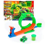 Hot Wheels Monster Trucks Toy Playset, Mutant Chaos, Loop Challenge Track Set with 1:64 Scale Wreckin’ Wolf, 4-Ounce Container of Slime, 2 Ways to Play, JMK91