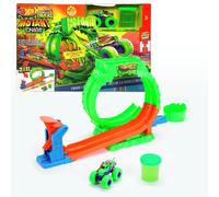 Hot Wheels Monster Trucks Toy Playset, Mutant Chaos, Loop Challenge Track Set with 1:64 Scale Wreckin’ Wolf, 4-Ounce Container of Slime, 2 Ways to Play, JMK91