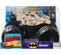 Hot Wheels Monster Trucks Batman Tumbler, 1:24 Scale, Dark Camo Design, Knight Crash Attack Feature