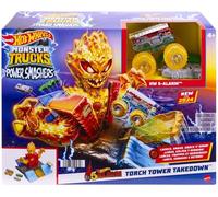 HOT WHEELS MONSTER TRUCKS POWER SMASHERS 5 ALARMS TORCH TOWER TAKEDOWN PLAYSET
