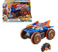 Hot Wheels Monster Trucks Remote Control Toy Vehicle, Large-Scale RC Tiger Shark Climber with 3 Modes of Play for Racing, Climbing & Stunting, JFR39