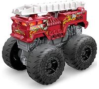 Hot Wheels Monster Trucks Roarin Wreckers 5 Alarm 1:43 Scale Fire Truck with Lights & Sounds, Plays Theme Song, Toy for Kids 3 Years Old & Older