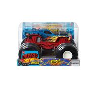 Hot Wheels Monster Trucks Rodger Dodger 1:24 Scale Die-Cast Blue Chrome with Orange Flames