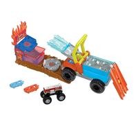 Hot Wheels Monster Trucks Arena Smashers Color Shifters 5-Alarm Rescue with 1 Color Shifter Monster Truck, 2 Crushable Cars and 1 Detachable Semi Rig, HPN73