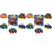 Hot Wheels Monster Trucks Set (Assorted Styles, One Random Set), 1 Toy Truck in 1:64 Scale & 1 Crushable Car, Vehicle Play for Kids & Collectors, FYJ44 (Pack of 2)