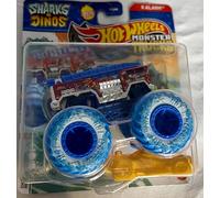 Hot Wheels Monster Trucks Sharks Vs. Dinos Team Shark 5 Alarm, 6/8, Includes Crushed Car, New for 2025! 1:64 Scale Diecast Toy Vehicle