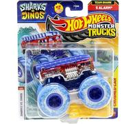 Hot Wheels Monster Trucks Sharks Vs. Dinos Team Shark 5 Alarm, 6/8, Includes Crushed Car, New for 2025! 1:64 Scale Diecast Toy Vehicle