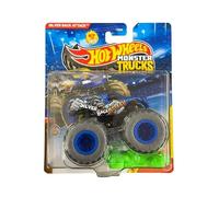 Hot Wheels Monster Trucks Silver Back Attack, Stripes Earned 2/4 [Includes Crushed Car] New for 2026! 1:64 Scale Diecast Toy Vehicle