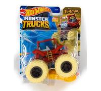 Hot Wheels Monster Trucks The Flinstones Flintmobile, Diecast Vehicle with Connect and Crash Car