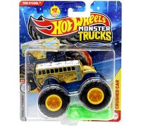 Hot Wheels Monster Trucks Too S'Cool [School Bus] Includes Crushed Car - Totally Tooned 3/4 - New for 2025! 1:64 Scale Diecast Toy Vehicle