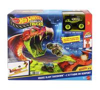 Hot Wheels Monster Trucks Toy Playset, Snake Slam Takedown Track Set with Exclusive 1:64 Scale Bone Shaker Toy Vehicle, Includes Track, JJN44