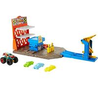 Hot Wheels Monster Trucks Toys , Blast Station Playset with 1 1:64 Scale HW Demo Derby and 3 Crushable Cars for Complete Play , Gift for Kids