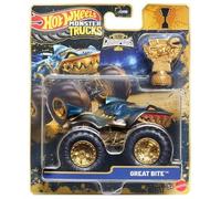 Hot Wheels Monster Trucks Trophy Champions Great Bite [Gold] Includes Toy Trophy! 1:64 Scale Diecast Toy Vehicle