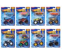 Hot Wheels Monster Trucks with Crushable Car, Race, Smash, Crash and Go Big, Bundle of 8 GRH81-999Q