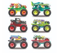 BLADEZ Hot Wheels Monster Trucks, 4x4 Pull Back Vehicle for kids, Licensed Build Kit, Assortment of Colours and Styles, 6 to collect, Motor Maker Kitz Toyz