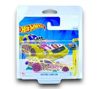 Hot Wheels Mustang Funny Car (Yellow, Purple, Pink & White) 5/10 HW Art Cars - 2024-112/250 (Short Card) - includes a KLAS Car Keeper Protector Case - HTD55