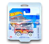 Hot Wheels Nissan Patrol Custom (Red & White) 5/10 HW First Response - 2024-34/250 (Short Card) - COMES IN A KLAS CAR KEEPER SHORT CARD PROTECTOR CASE - HTB59