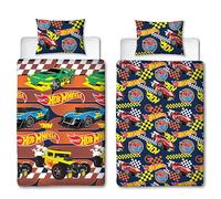 Hot Wheels Officially Licensed Racer Design Single Duvet Cover Set | Reversible 2 Sided Cars Bedding Including Matching Pillow Case | Perfect For Kids Bedroom