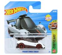Hot Wheels - Pagani Zonda Cinque - Exoticars 4/10 - JJH34 - Short Card - Hypercar - Tuned Style - White - Mattel 2026 - 1:64