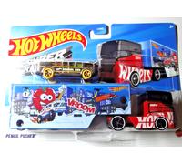 Hot Wheels - Pencil Pusher - Super Rigs 2024 - Truck With Car - Set Of 2 - HXN90