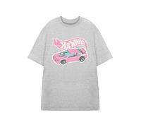 Hot Wheels Pink Car Womens Grey Short Sleeve Graphic Tee | Racing Theme T-Shirt for Women | Classic Logo | Retro Style Apparel | Gift for Car Enthusiasts & Collectors