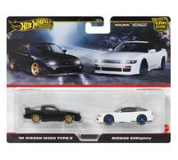 Hot Wheels Premium Nissan Sileighty, Car Culture 2-Pack of 1:64 Scale Vehicles, Unique Pairings, Real Riders Tires, Metal/Metal Chassis, Toy for Collectors, JBK96
