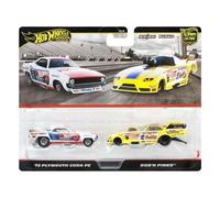 Hot Wheels JBL01 Premium 2-Pack '72 Plymouth Cuda FC/Rob N' Pinks Vehicle Toy Mini Car 3 Years Old and Up Multi