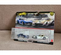 Mattel Hot Wheels HRR80 Premium Corveta COPO '69 Corvette Stingray Coupe Mini Toy Car for 3 Year Vehicles, Blue, Pack of 2