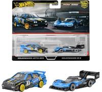 Hot Wheels Premium 2 Pack Volkswagen Jetta MK3 / Volkswagen ID R Vehicle Toy Minicar 3 Years Old Blue HRR83