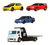 Hot Wheels Premium Collect Display Sets with 3 1:64 Scale Die-Cast Cars & 1 Team Transport Vehicle, Collectors’ Favorites, 2 Sets in the Assortment for Collectors of All Ages