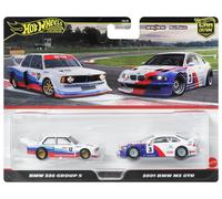 Hot Wheels Premium BMW E46 GTR, Car Culture 2-Pack of 1:64 Scale Vehicles, Unique Pairings, Real Riders Tires, Metal/Metal Chassis, Toy for Collectors, JBK99