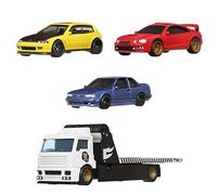 Hot Wheels Premium 3 Japanese 1:64 Die-Cast Cars & 1 Team Transport Vehicle