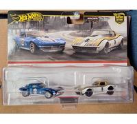 Mattel Hot Wheels HRR80 Premium Corveta COPO '69 Corvette Stingray Coupe Mini Toy Car for 3 Year Vehicles, Blue, Pack of 2
