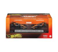 Hot Wheels Premium Formula 1 Toy Car 2-Pack, Set of 2 1:64 Scale Die-Cast McLaren Formula 1 Racecars Featuring #81 Oscar Piastri & #4 Lando Norris, JMM91