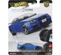 Hot Wheels Premium Car Culture Collectible Toy Car, 1:64 Scale Die-Cast Nissan Skyline R34 GTR, Timeless Icons Vehicle with Real Riders Tires