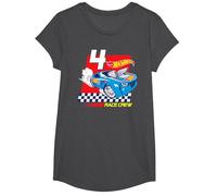 Hot Wheels Race Crew 4 Years Old T-Shirt, Girls, Dark Heather Grey, Medium