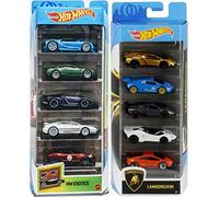 Hot Wheels Race Lamborghini Superleggera Trofeo 5-Pack Cars Exotic Bundled with Murciélago + Huracán + Aventador J + Lotus Pagani Aston Martin 2 Items