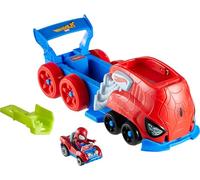 Hot Wheels Toy Car Track Set, RacerVerse Character Launcher, Large-Scale Vehicle & Hauler with Die-Cast Toy Car (Styles May Vary)