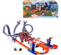 Hot Wheels RacerVerse Spider-Man’s Web-Slinging Speedway Track Set with Hot Wheels Racers Spider-Man & Black Panther, Multi-Lap Race to Escape Doc Ock, HTM08