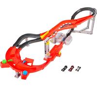 Hot Wheels Racing Formula 1 Toy Car Track Set, Downhill Circuit Race, 3 F1 Racecars, Manual Boost Kickers, Motorized Booster, Head-to-Head Competition, JMC90